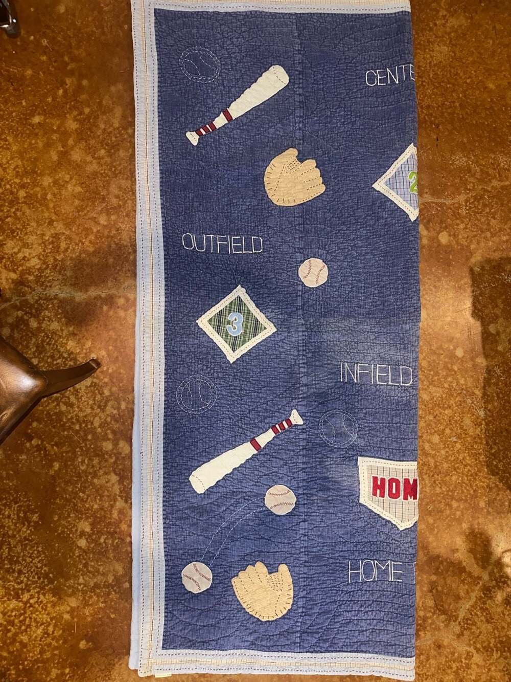 Pottery Barn Kids Baseball Themed Applique Quilt Comforter
